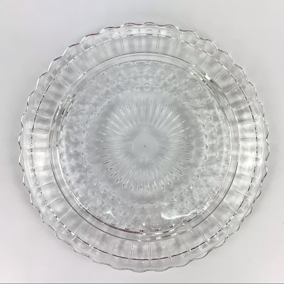 Vintage 1970's Clear Glass Ruffle Edge Cake Plate or Serving Platter - Picture 3 of 10
